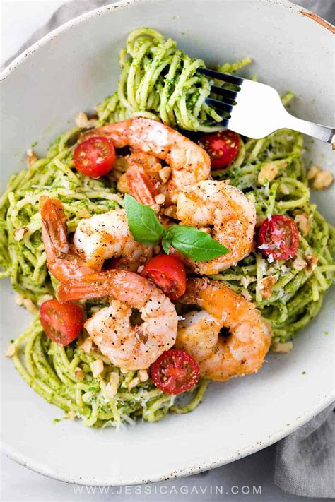 30 Minute Pesto Shrimp Pasta Recipe Jessica Gavin