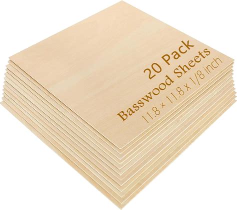 20 Pack Basswood Sheets 1 8 Plywood Sheets 3mm Basswood Sheets Unfinished Wood