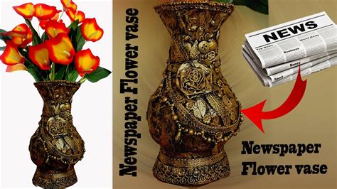 How To Make Newspaper Flower Vase Diy Newspaper Altered Vase Best