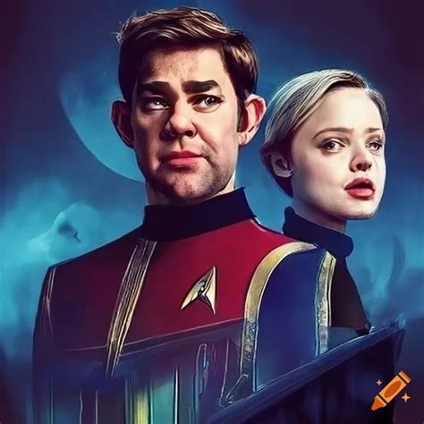 Movie Poster Art Of John Krasinski And Shiloh Jolie Pitt In Star Trek