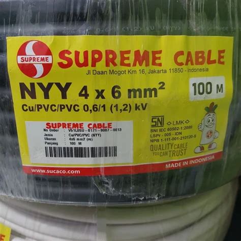 Kabel Kawat Tembaga NYY 4X6MM Supreme 4 Besar Eceran 5 10 Meter