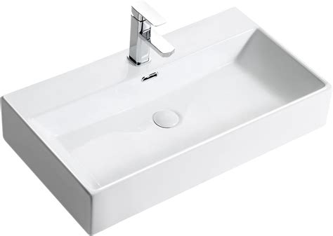 Lavabo Salle de Bain en Céramique Vasque à Poser Rectangulaire avec