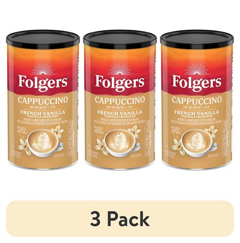 3 Pack Folgers French Vanilla Flavored Cappuccino Mix Instant Coffee