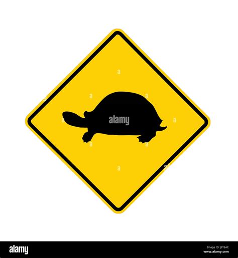 Road Sign Turtle Crossing Black On Yellow Stock Photo Alamy