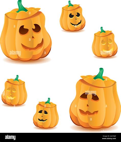 Set Of Halloween Pumpkins With Variations Of Illumination Jack O Lantern Vector Illustration