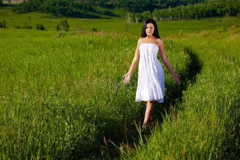 Woman Walking On Country Road Stock Image Image Of Ballade Spring