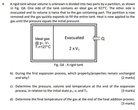 Solved A Rigid Tank Whose Volume Is Unknown Is Divided