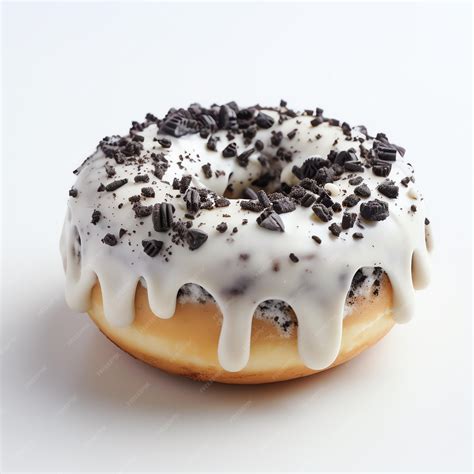 Premium AI Image | a donut with white frosting and chocolate chips