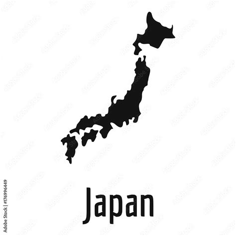 Japan Map In Black Vector Simple Stock Vector Adobe Stock