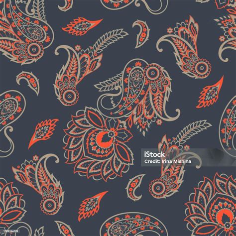 Seamless Paisley Pattern In Indian Batik Style Floral Vector Illustration Stock Illustration