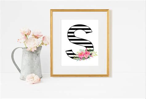 Monogram Letter S Print, Monogram Wall Letters, Monogram Letter Wall ...