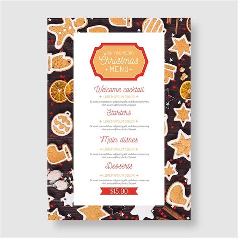 Free Vector Christmas Menu Template With Photo