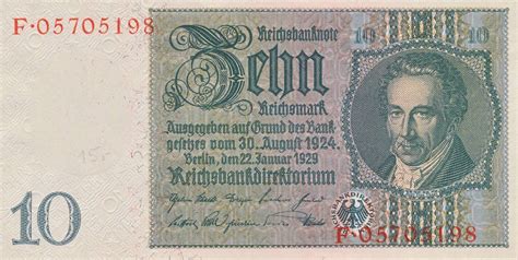 Deutschland Deutsches Reich Drittes Reich Mark Reichsbanknote