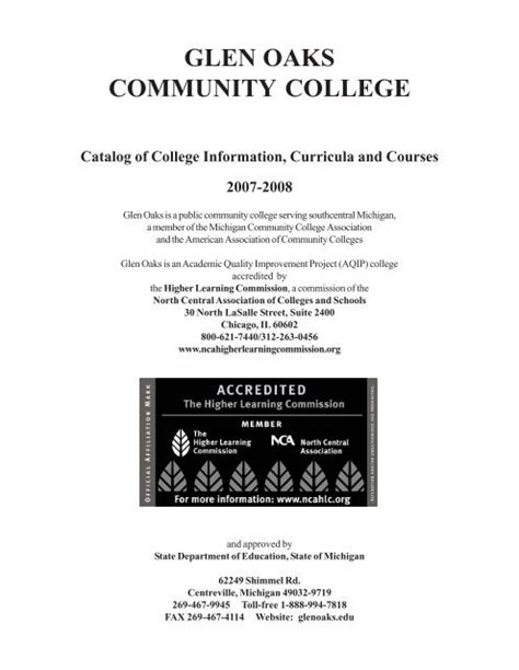 Gocccatalog07 08 Glen Oaks Community College