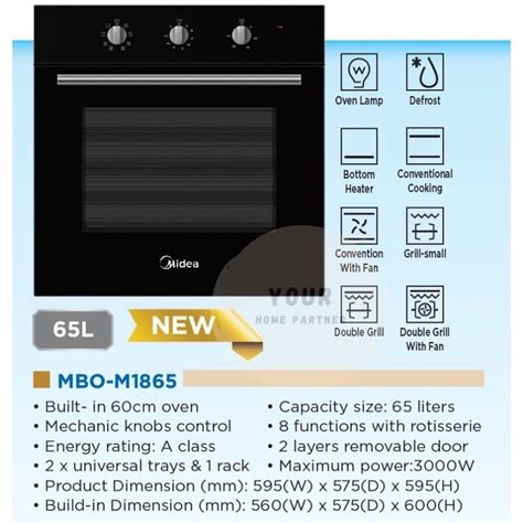 Midea Built In Oven MBO M1865 65L CAPACITY Shopee Malaysia