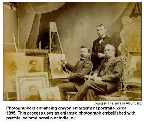 Photographers Enhancing Crayon Enlargement Portraits Circa 1895 This