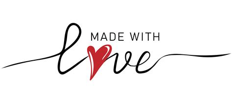 Made With Love Quote Hand Drawn Lettering With Heart Vector