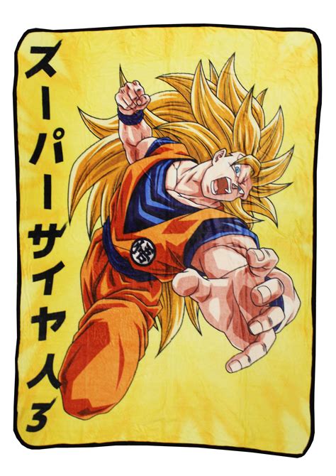 Dragon Ball Z Goku Super Saiyan 3 Japanese Fleece Throw Blanket 60 X