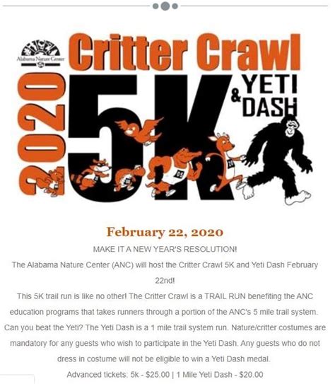 Critter Crawl At Anc In Millbrook Looking For Participants Sponsors For Feb 22 Event Elmore