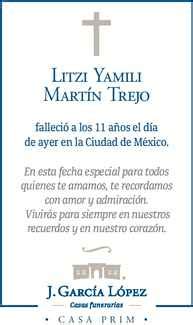 Ni A Litzi Yamili Mart N Trejo Obituario Esquela