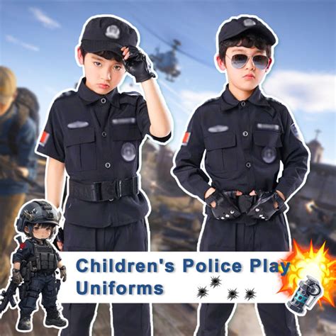 Police Costume For Kids Boy Swat Boy Army Cosplay Uniform Clothing T