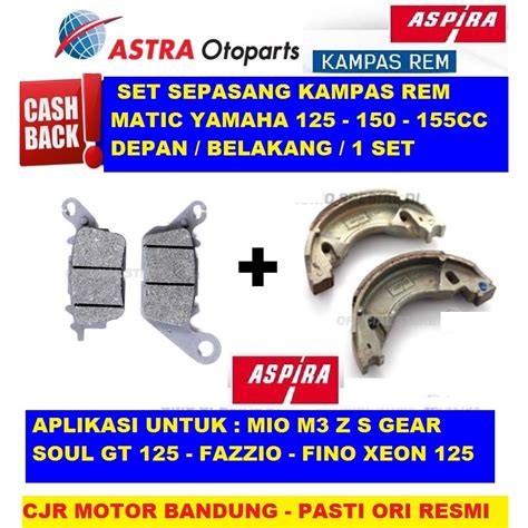 Jual ASPIRA Kampas Rem DEPAN BELAKANG Motor FAZZIO MIO GEAR SOUL GT 125