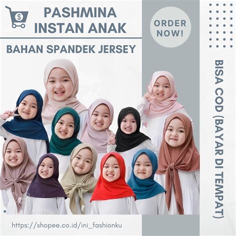 Jual INF BISA GROSIR JILBAB SEGITIGA INSTAN ANAK JERSEY WARNA LENGKAP