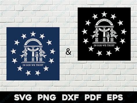 Georgia State Flag Transparent Seal Svg Png Dxf Eps Pdf Vector Etsy