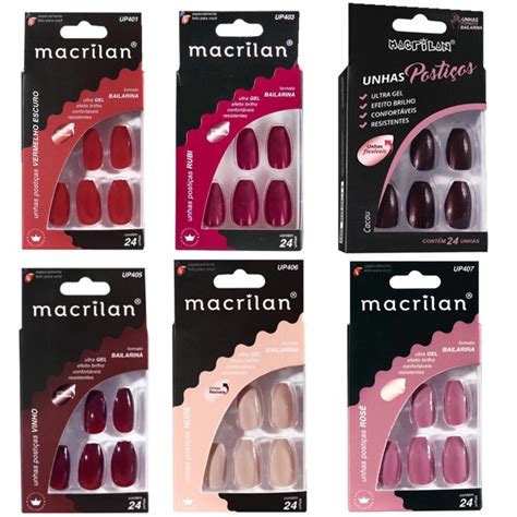 Unhas Postiça Macrilan Bailarina Coloridas Shopee Brasil