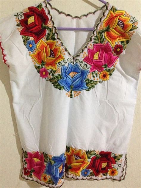 Artesan A Yucateca Bordada Blusa Bordada A Mano Camisas Bordadas