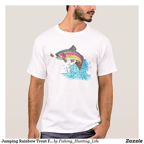 Jumping Rainbow Trout Fly Fishing T Shirt Flyfishing Flyfisherman