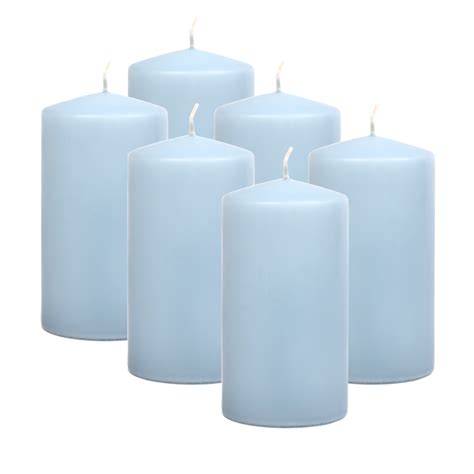 Hyoola 3 X 6 Large Unscented Pillar Candles Dripless Ice Blue Pillars 6 Pack