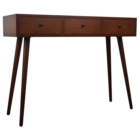 Decor Therapy Mid Century Walnut 3 Drawer Console Table FR6323 The