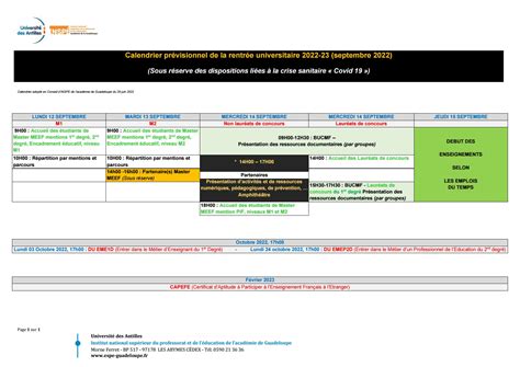 Calendriers universitaires 2022 2023 de l INSPE de l académie de la