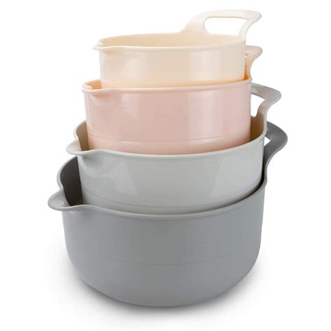 COOK WITH COLOR Mixing Bowls - 4 Piece Nesting Plastic Mixing Bowl Set with Pour Spouts and ...