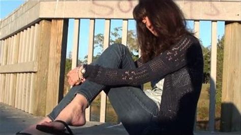 Flip Flop Dangle Teasing At The Park Aabsolutely Sweet Debbies Feet