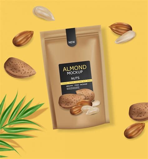 Premium Vector Almond Nuts Realistic Mock Up Raw Vegan Delicious