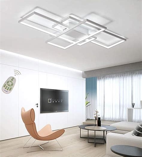 Plafoniera A Led Soggiorno Dimmerabile Soffitto Lamp Moderno Rettangolo