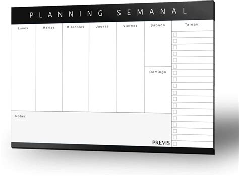 Planificador Semanal A4 Con Diseño Minimalista Y Productivo Previs Organizador Semanal A4