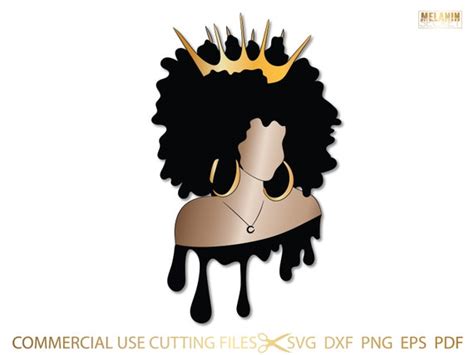 Afro Diva Svg Crown Queen Boss Lady Black Woman Glamour Etsy