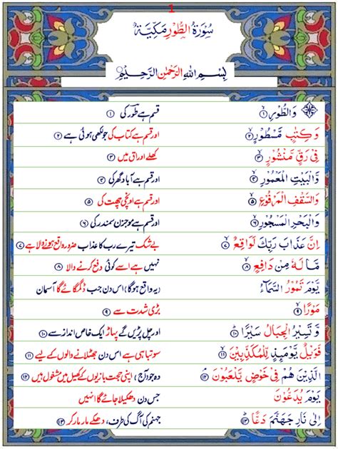 Surah At Toor Urdu Quran O Sunnat