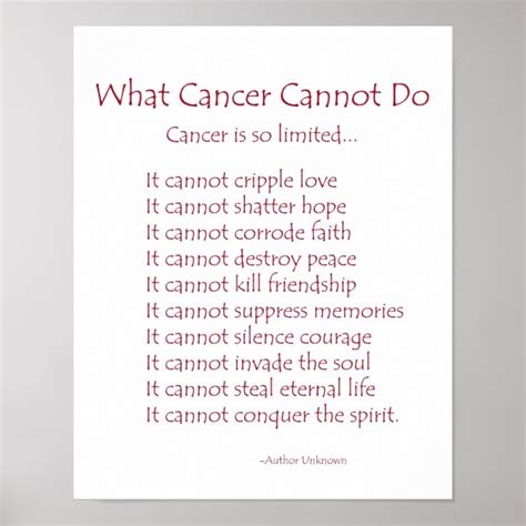 What Cancer Cannot Do Poem Poster Print | Zazzle.com