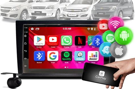 Central Multimidia Android E Carplay Camera Moldura Corsa Meriva