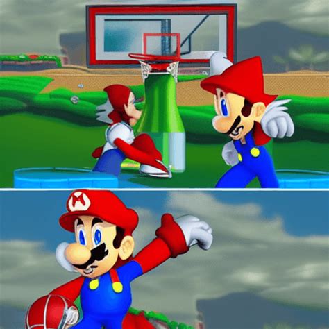 Super Mario Vs Sonic The Hedgehog In Basketball · Creative Fabrica