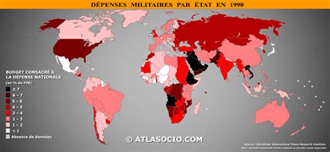 Carte du monde dépenses militaires du PIB Atlasocio