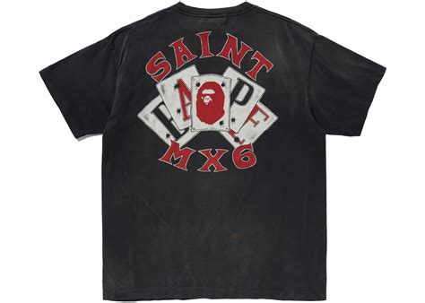 Bape X Saint Mxxxxxx Guns Tee Charcoal Mens Ss24 Us