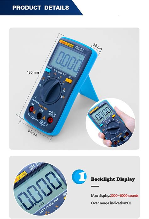 Vc921 Auto Rang Mini Digital Multimeter Dmm 4000 Counts Acdc Voltage Resistance Capacitance