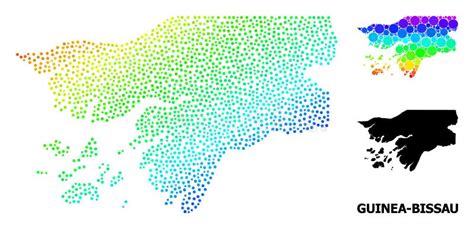 Vector Rainbow Colored Dotted Map Of Guinea Bissau Stock Vector