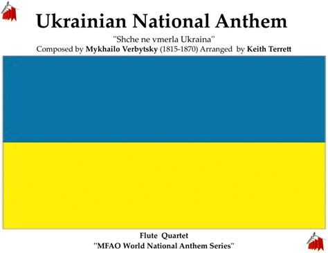 Ukrainian National Anthem For Flute Quartet Mfao World National Anthem