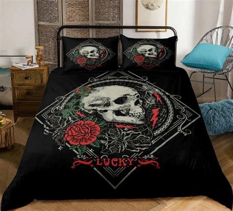 Rose Gothic Skull DUBJ0323 Bedding Set Skull Bedding Sets Rose